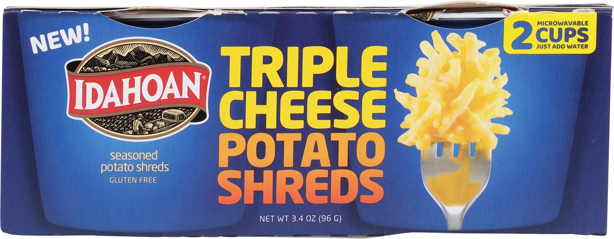 slide 3 of 9, Idahoan Triple Cheese Shreds Cups, 2 ct