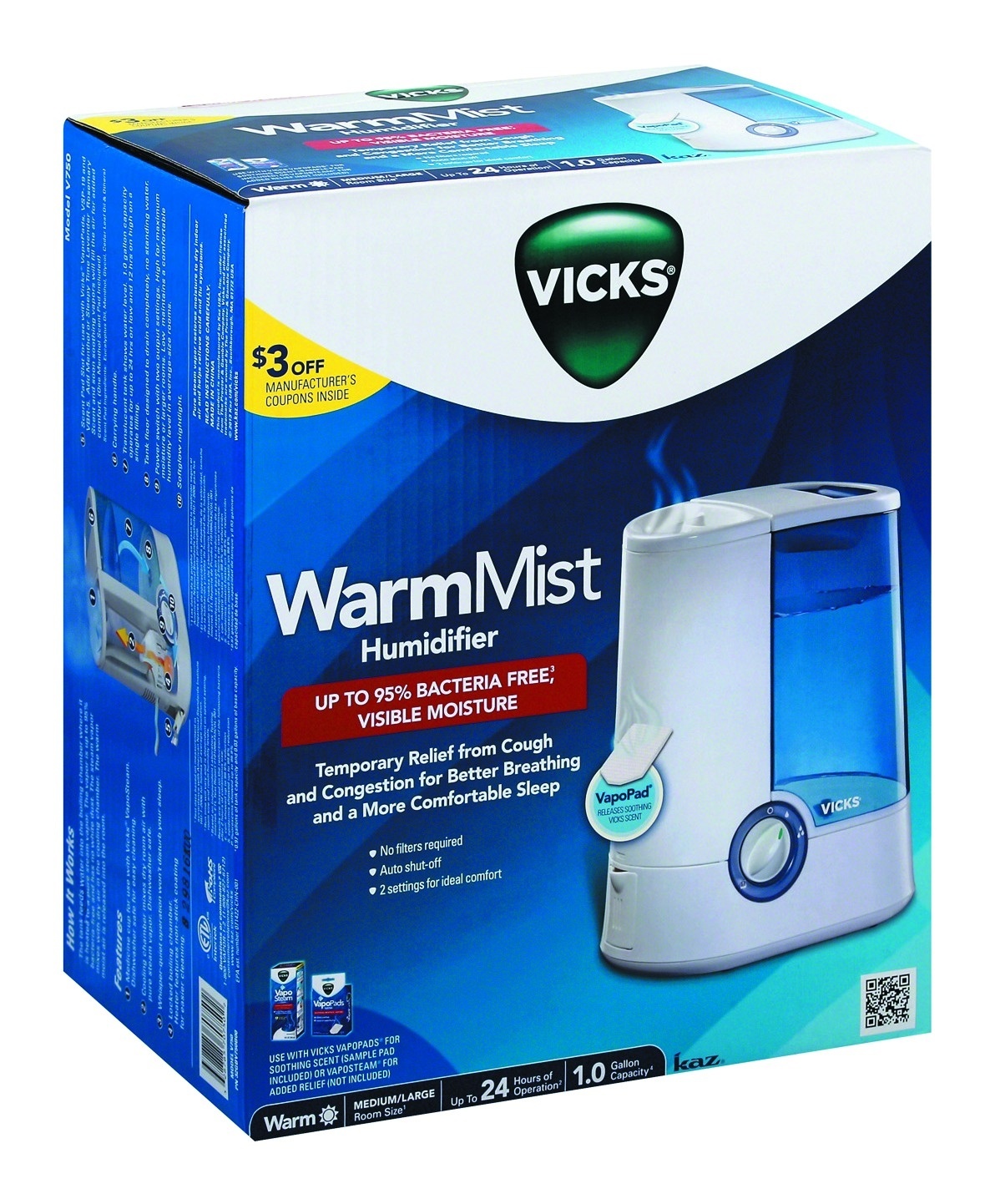 slide 1 of 1, Vicks Warm Moisture Humidifier, 1 gal