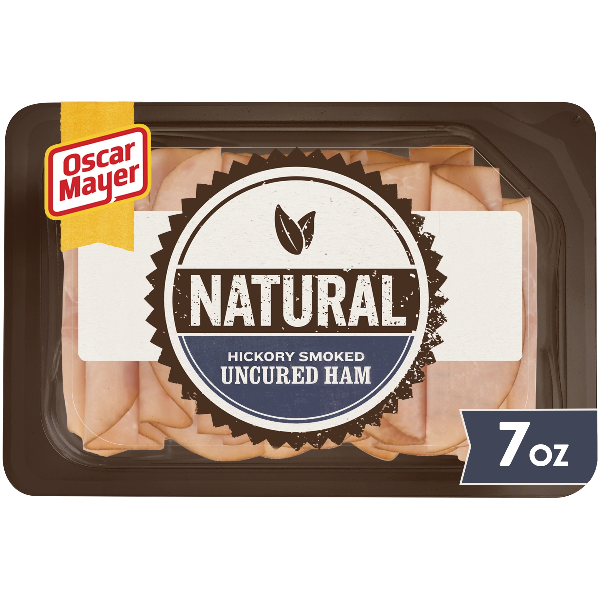 slide 1 of 2, Oscar Mayer Natural Hickory Smoked Uncured Ham Sliced Lunch Meat Tray, 7 oz