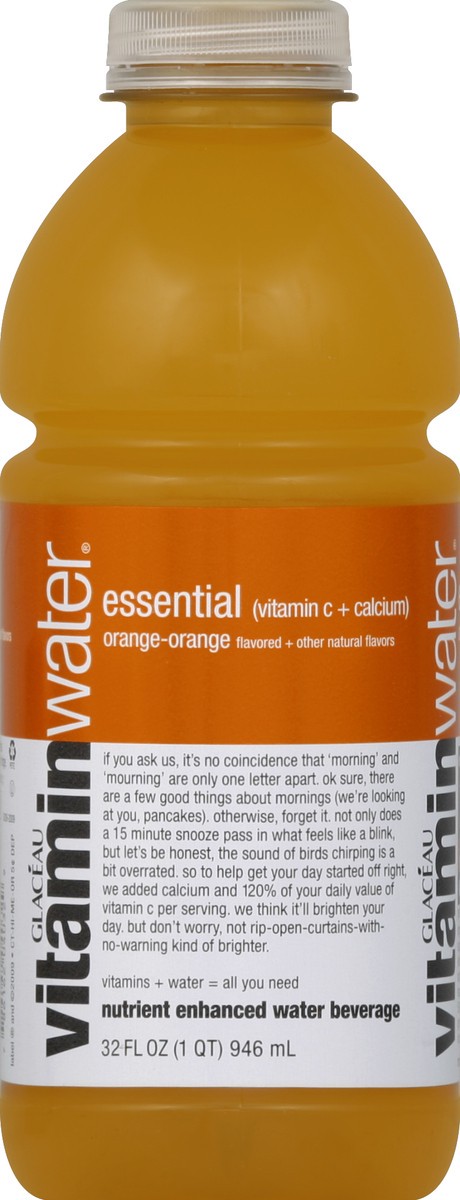 slide 4 of 4, vitaminwater Water Beverage, Nutrient Enhanced, Essential, Orange-Orange - 32 oz, 32 oz
