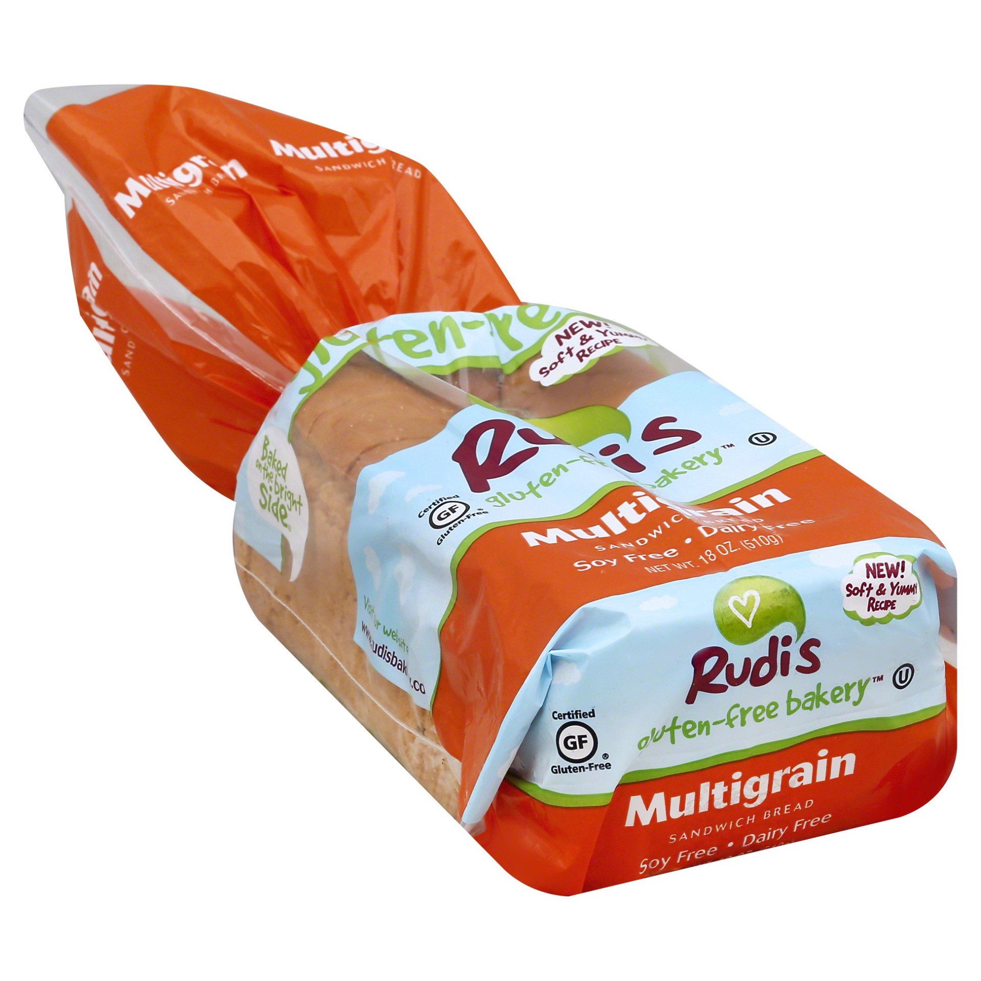slide 1 of 7, Rudi's Gluten Free, Soy Free, & Dairy Free Multi-Grain Frozen Bread, 18 oz
