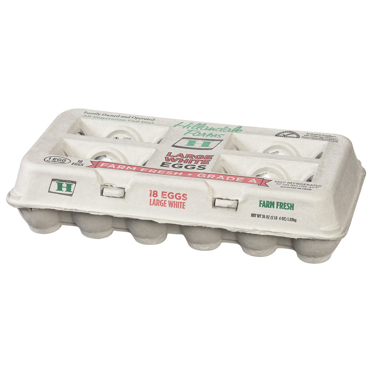 slide 6 of 9, Hillandale Farms Large White Farm Fresh Eggs 18 ea, 18 ct