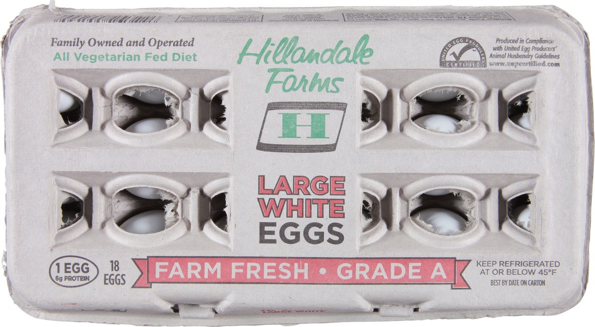 slide 5 of 9, Hillandale Farms Large White Farm Fresh Eggs 18 ea, 18 ct