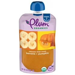 Plum Organics Stage 2 Organic Baby Food Banana + Pumpkin 4oz Pouch