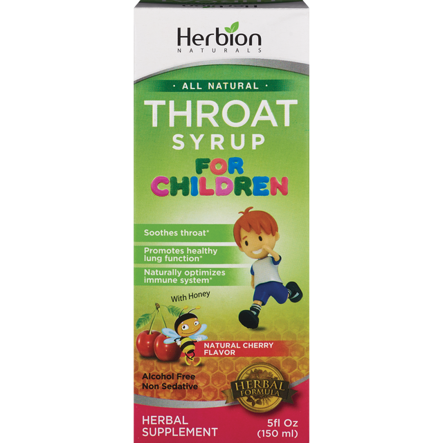 slide 1 of 1, Herbion Naturals Children's Throat Syrup Cherry, 5 oz