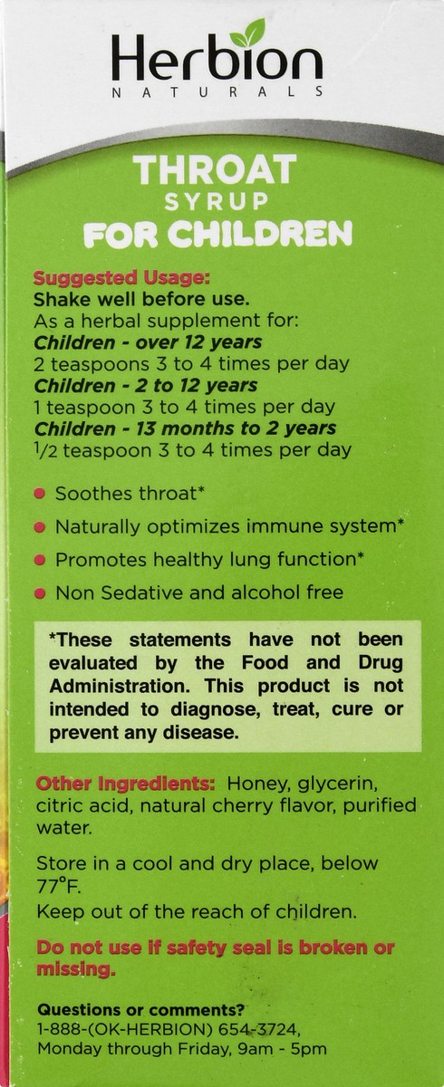 slide 12 of 13, Herbion Naturals Children's with Honey & Natural Cherry Flavor Cough Syrup 5 fl oz, 5 oz