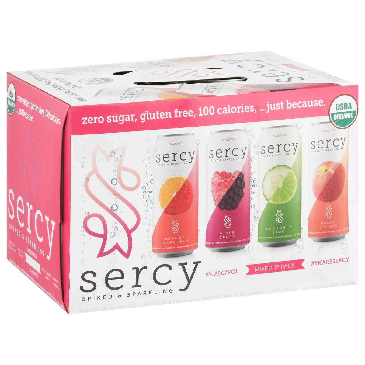 slide 6 of 13, Sercy Spiked & Sparkling Orange Raspberry, Mixed Berry, Cucumber Lime, Peach Lychee Beer 12 - 12 fl oz, 12 ct
