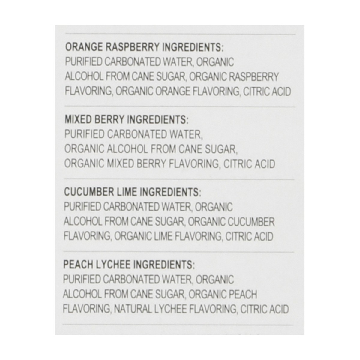 slide 10 of 13, Sercy Spiked & Sparkling Orange Raspberry, Mixed Berry, Cucumber Lime, Peach Lychee Beer 12 - 12 fl oz, 12 ct