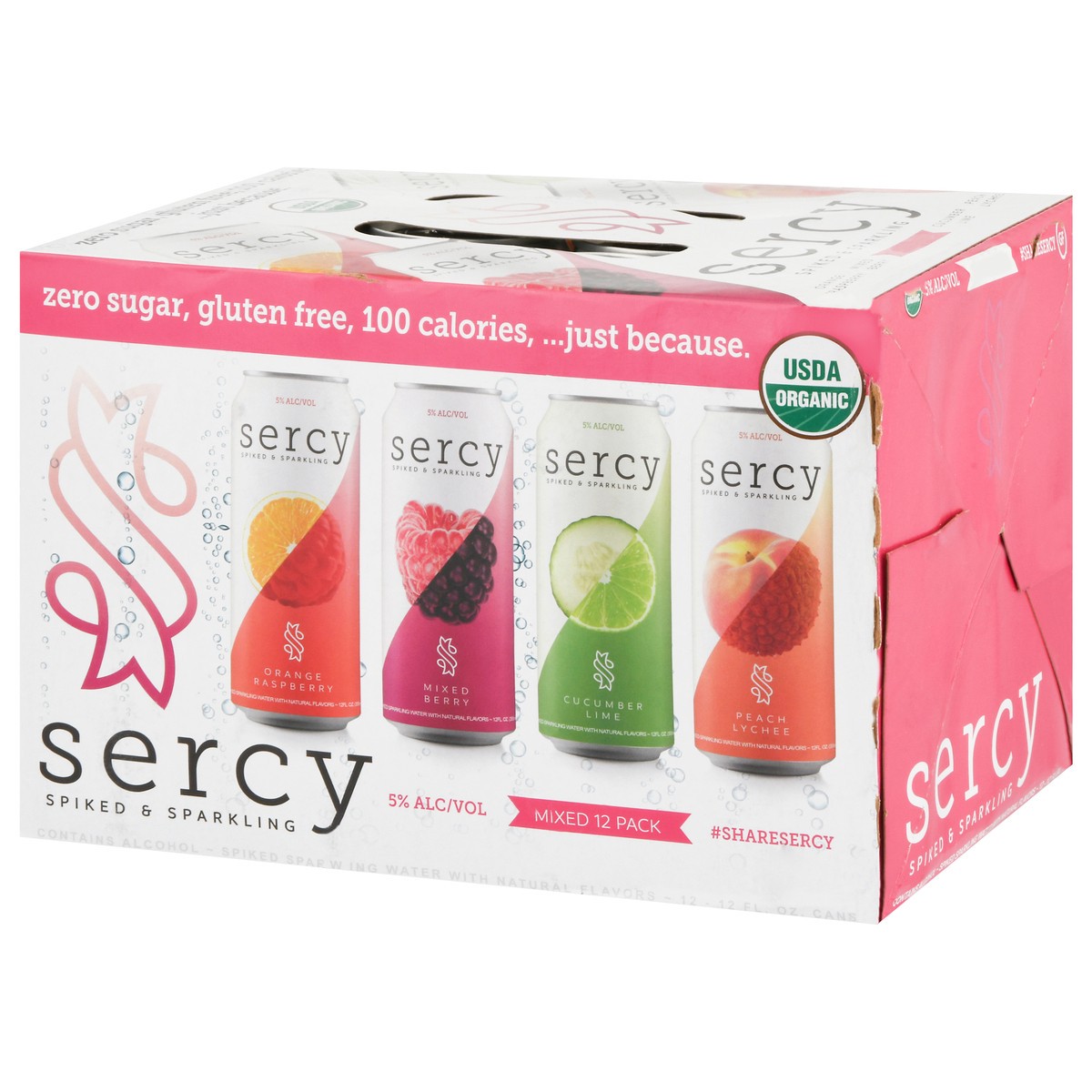 slide 2 of 13, Sercy Spiked & Sparkling Orange Raspberry, Mixed Berry, Cucumber Lime, Peach Lychee Beer 12 - 12 fl oz, 12 ct