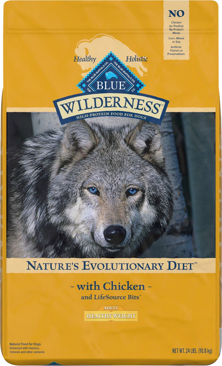 slide 4 of 12, Blue Buffalo Wilderness High Protein, Natural Adult Healthy Weight Dry Dog Food, Chicken 24-lb, 24 lb