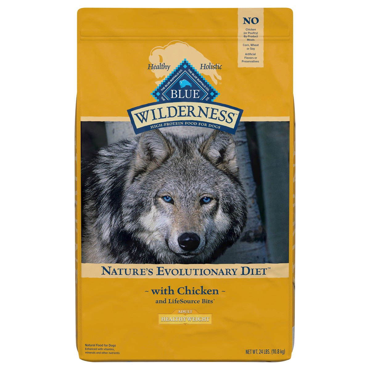 slide 12 of 12, Blue Buffalo Wilderness High Protein, Natural Adult Healthy Weight Dry Dog Food, Chicken 24-lb, 24 lb