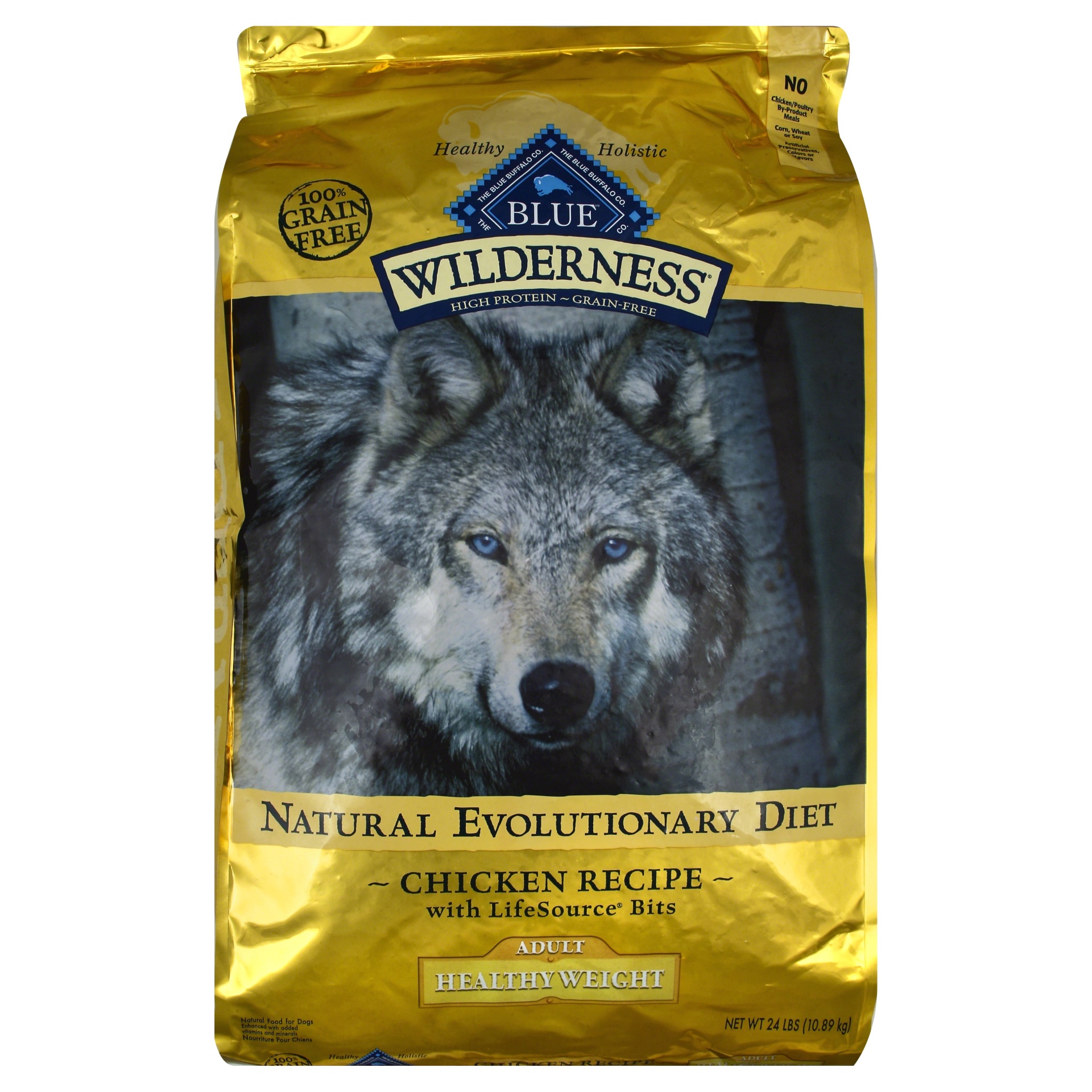 slide 1 of 1, Blue Buffalo Blue Wilderness Adult Healthy Weight Chicken Recipe Dry Dog Food, 24 lb