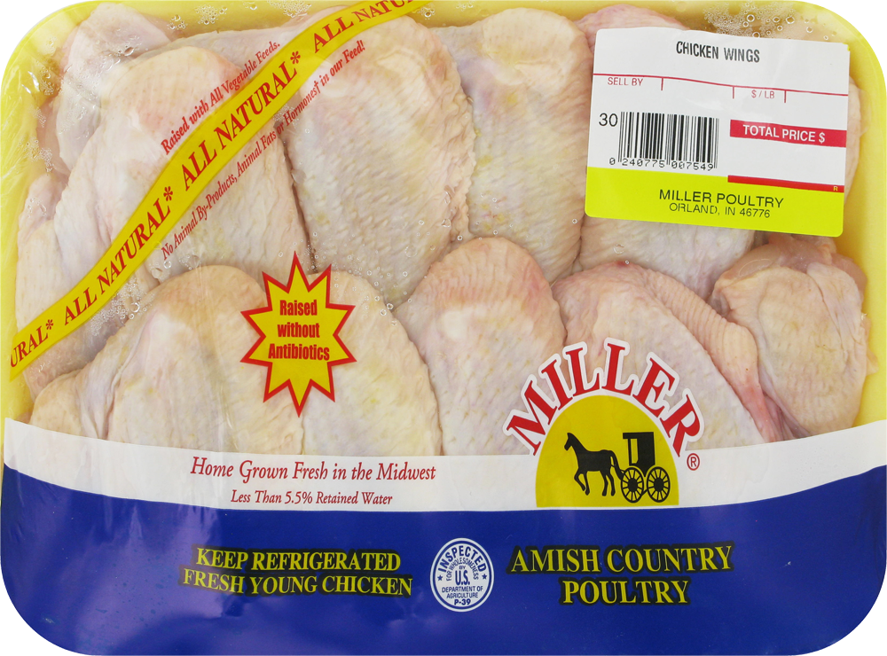 slide 1 of 4, Miller Amish Chicken Wings, per lb