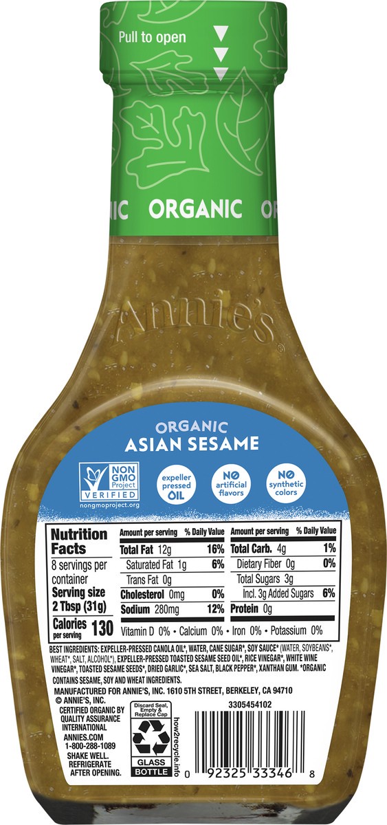 slide 5 of 9, Annies Homegrown Organic Asian Sesame Dressing, 8 oz