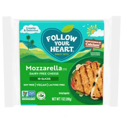 Follow Your Heart Dairy Free Cheese, Mozzarella Style Slices, Non-GMO, Gluten Free, Lactose Free, Plant Based, Vegan Cheese That''s Great on Sandwiches or Beautifully Melty for Nachos, 10 Ct, 7 OZ Pack