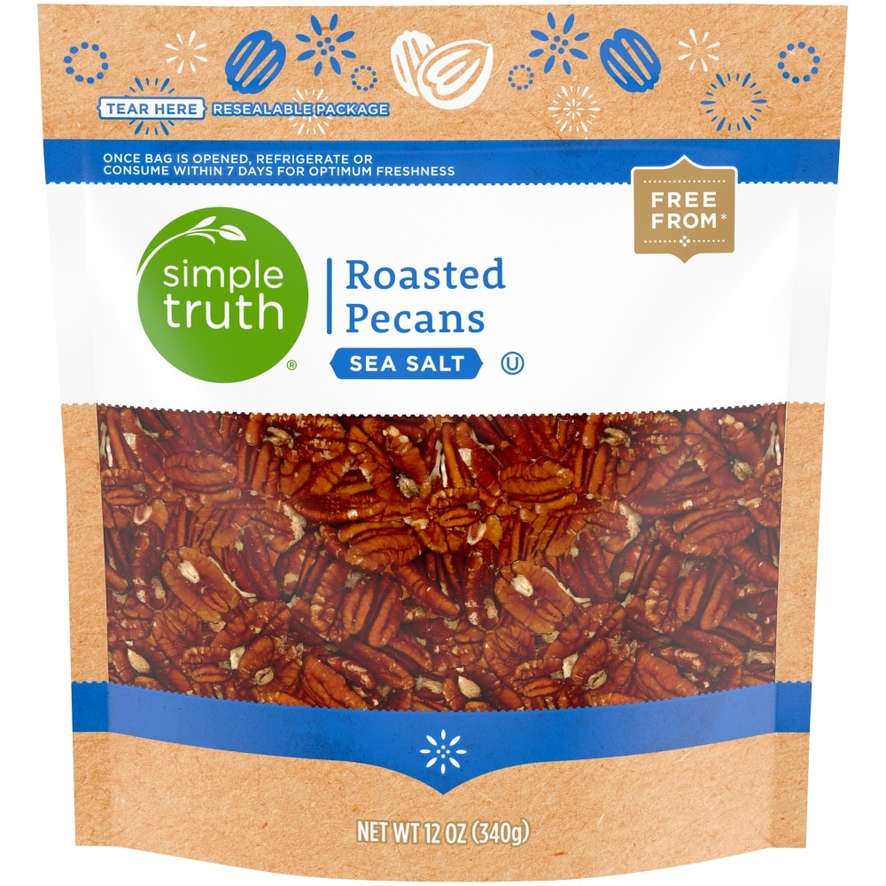 slide 1 of 1, Simple Truth Sea Salt Roasted Pecans, 12 oz