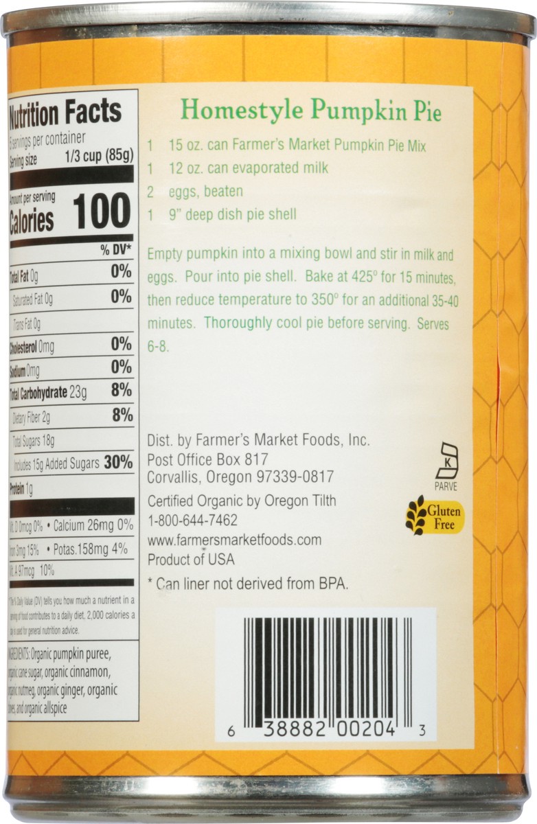 slide 7 of 14, Farmer's Market Organic Pumpkin Pie Mix, 15 oz