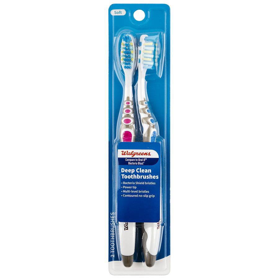slide 1 of 3, Walgreens Deep Clean Bacteria Guard Toothbrushes, Soft, 2 ct