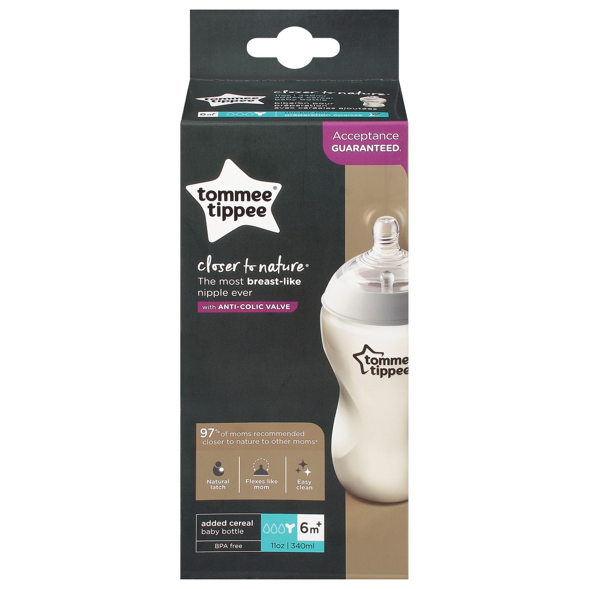 slide 11 of 11, Tommee Tippee Closer to Nature 6 Months+ 11 Ounce Baby Bottle 1 ea, 11 oz