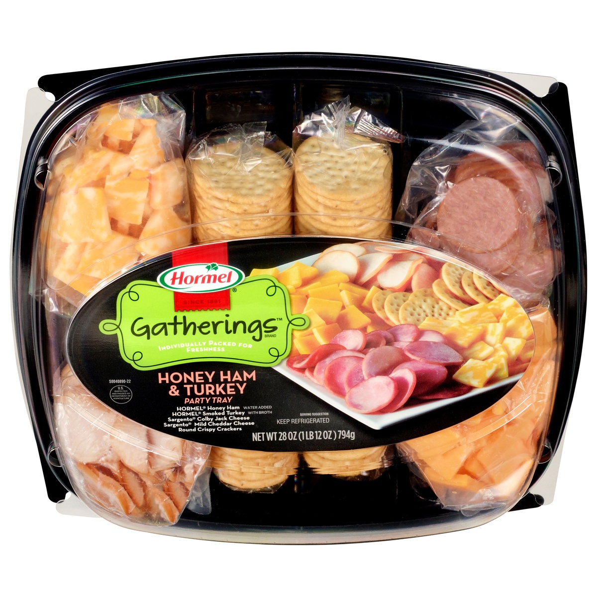 slide 1 of 1, Hormel® Gatherings™ Hard Salami & Pepperoni Party Tray 28 oz. Container, 28 oz