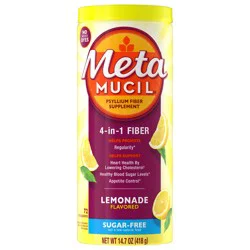 Metamucil 4 in 1 Lemonade Flavored Fiber Supplement Powder, Fiber Powder for Promote Digestive Health and Regularity*, Sugar-Free, Naturally Sourced Psyllium Fiber, 4 Health Benefits in 1 Fiber Supplement, 3 g Dietary Fiber per Serving, 72 teaspoons