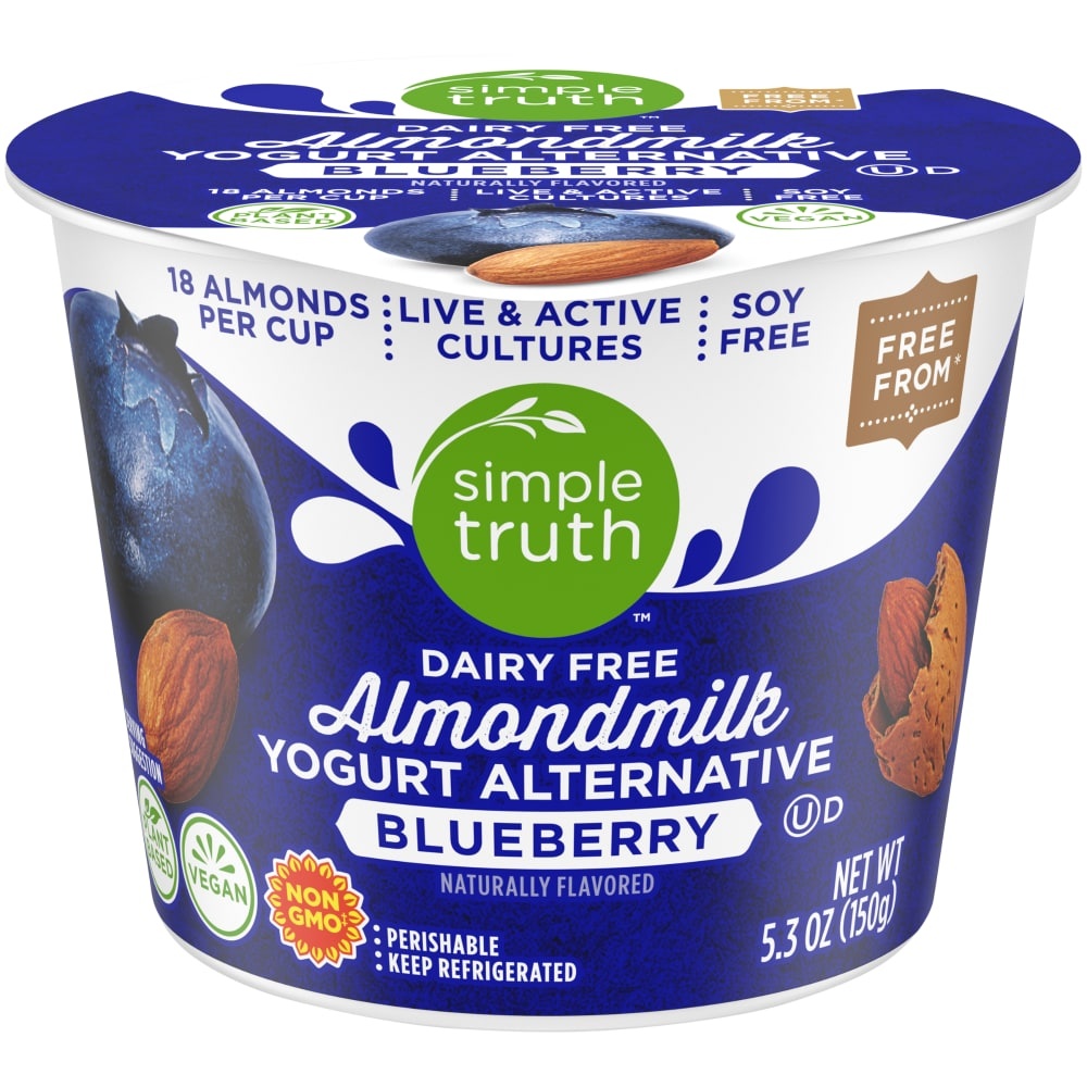 slide 1 of 1, Simple Truth Dairy Free Blueberry Almond Milk Yogurt Alternative, 5.3 oz