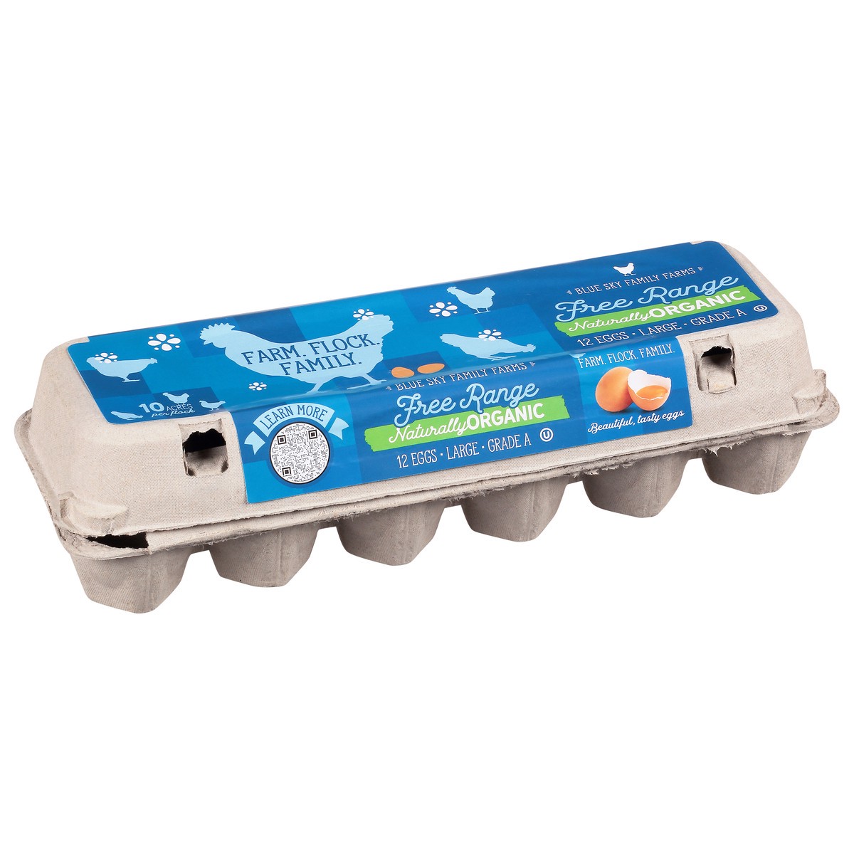 slide 2 of 10, Blue Sky Family Farms Naturally Organic Large Free Range Eggs 12 ea, 12 ct
