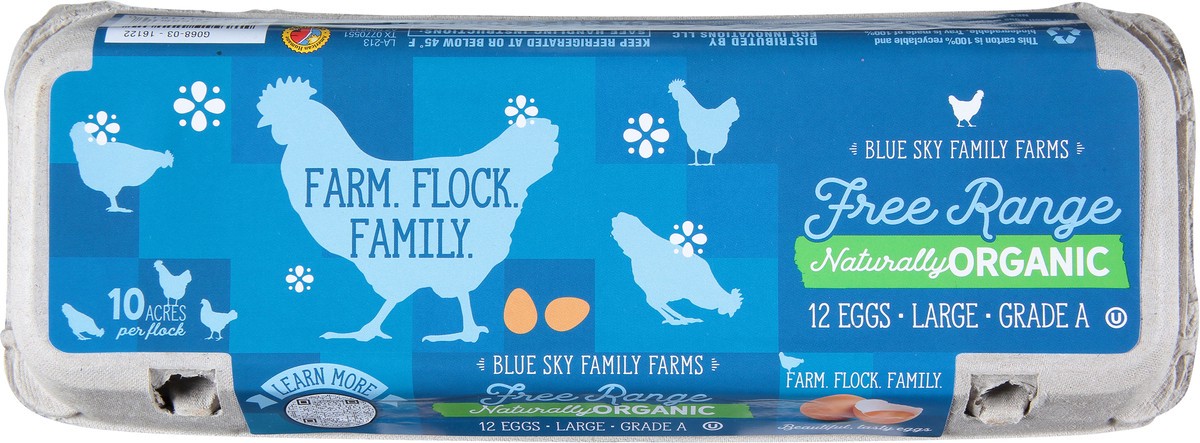 slide 9 of 10, Blue Sky Family Farms Naturally Organic Large Free Range Eggs 12 ea, 12 ct