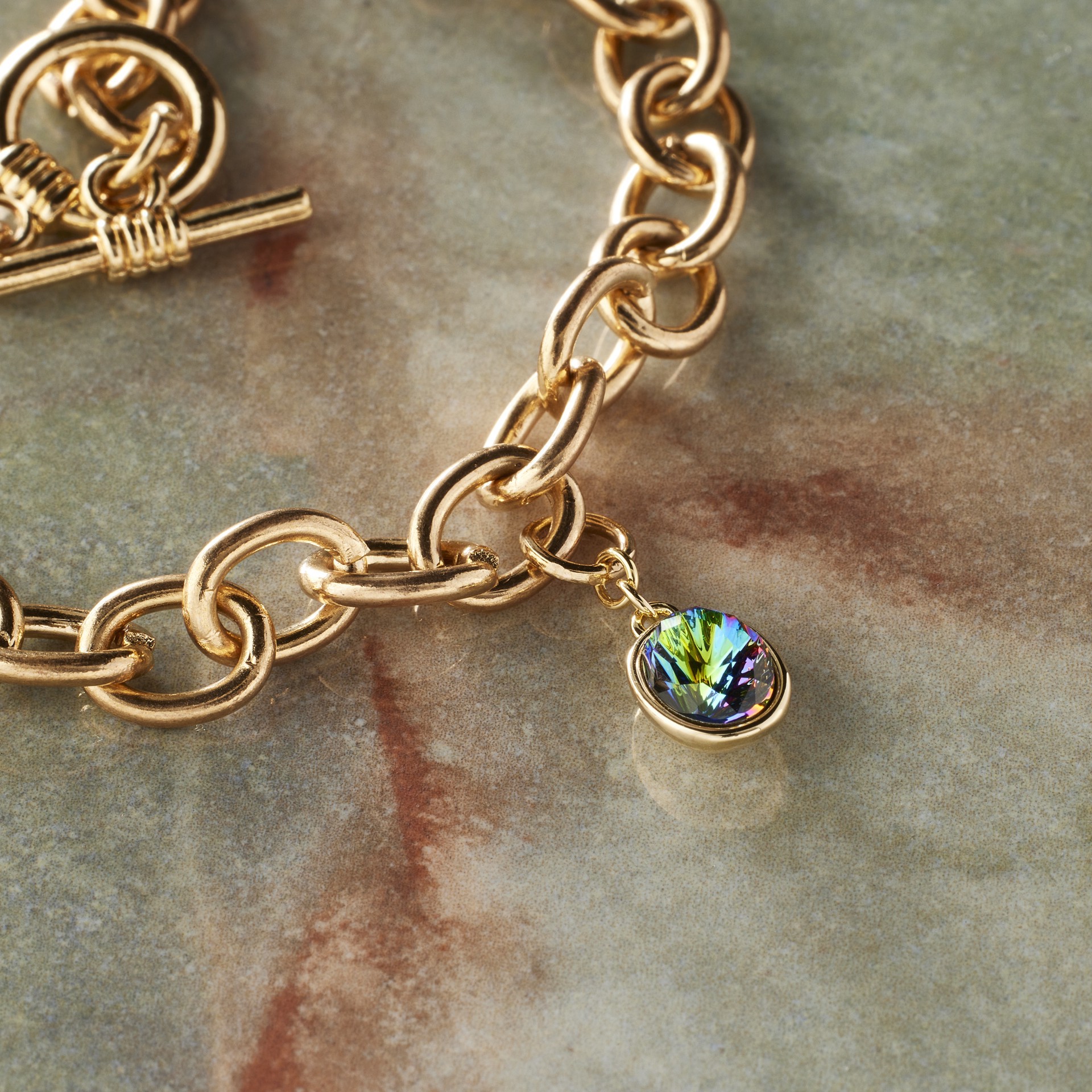 slide 2 of 4, Austrian Crystal 14k Gold Plated Vitrail Oval Charm By Bead Landing, 8mm x 8mm