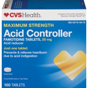 slide 1 of 1, CVS Health Maximum Strength Acid Controller Tablets, 100 ct