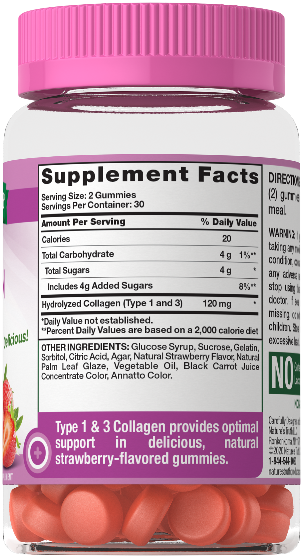 slide 4 of 4, Nature's Truth Collagen Types 1 & 3 Gummy, Strawberry, 60 ct