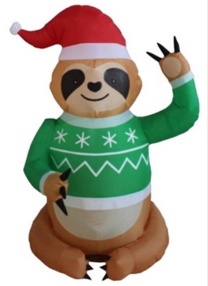 slide 1 of 1, A Holiday Company Christmas Sloth Inflatable, 4 ft