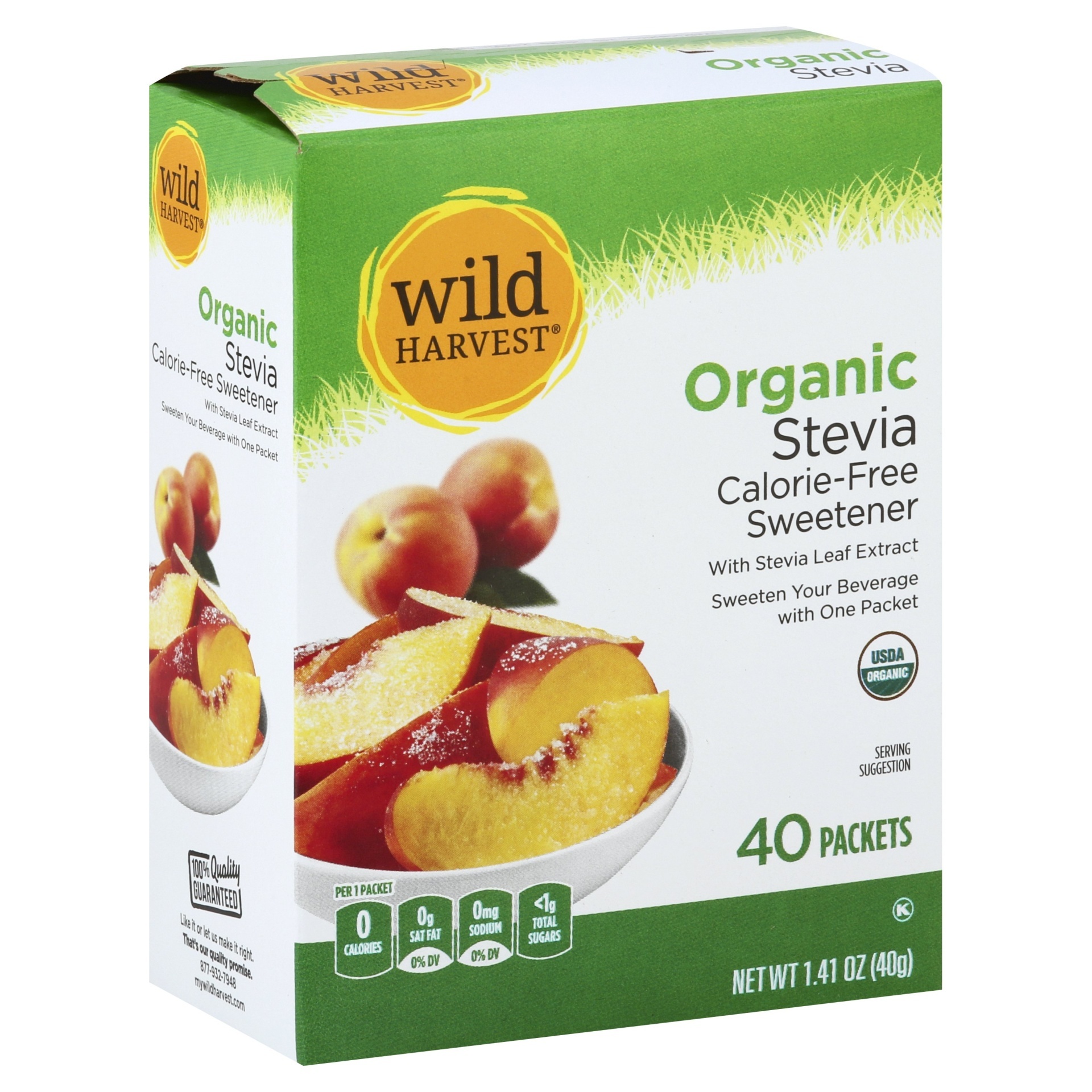 slide 1 of 1, Wild Harvest Organic Stevia Sweetner, 40 ct