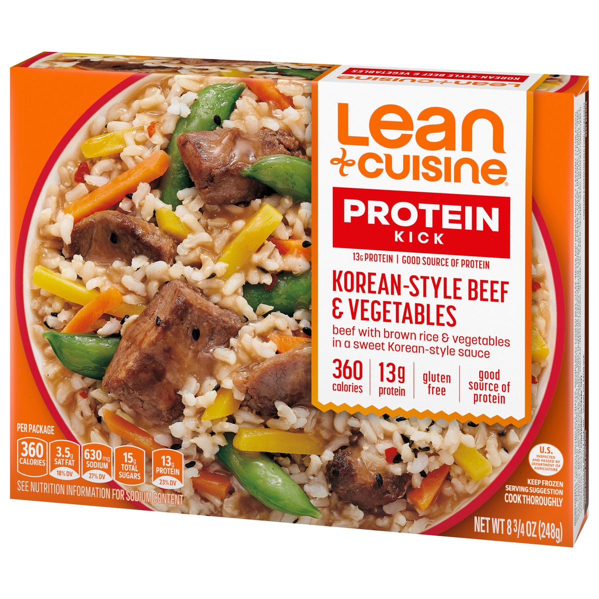 slide 6 of 9, Lean Cuisine Frozen Meal Korean-Style Beef and Vegetables, Protein Kick Microwave Meal, Microwave Beef Dinner, Frozen Dinner for One, 8.75 oz