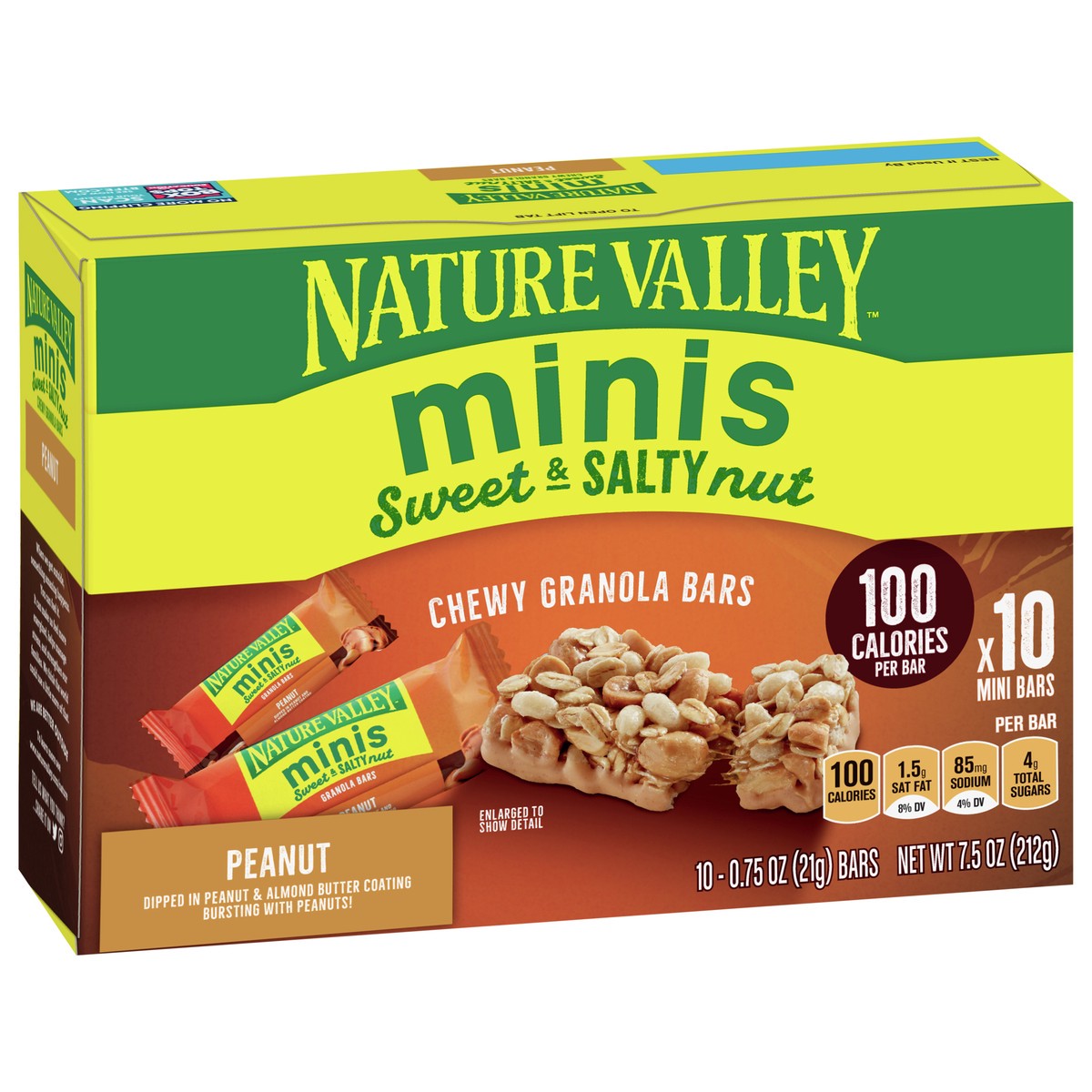 slide 3 of 9, Nature Valley Mini Granola Bars, Sweet and Salty Nut, Peanut, 0.7 oz, 10 ct, 10 ct; 0.75 oz