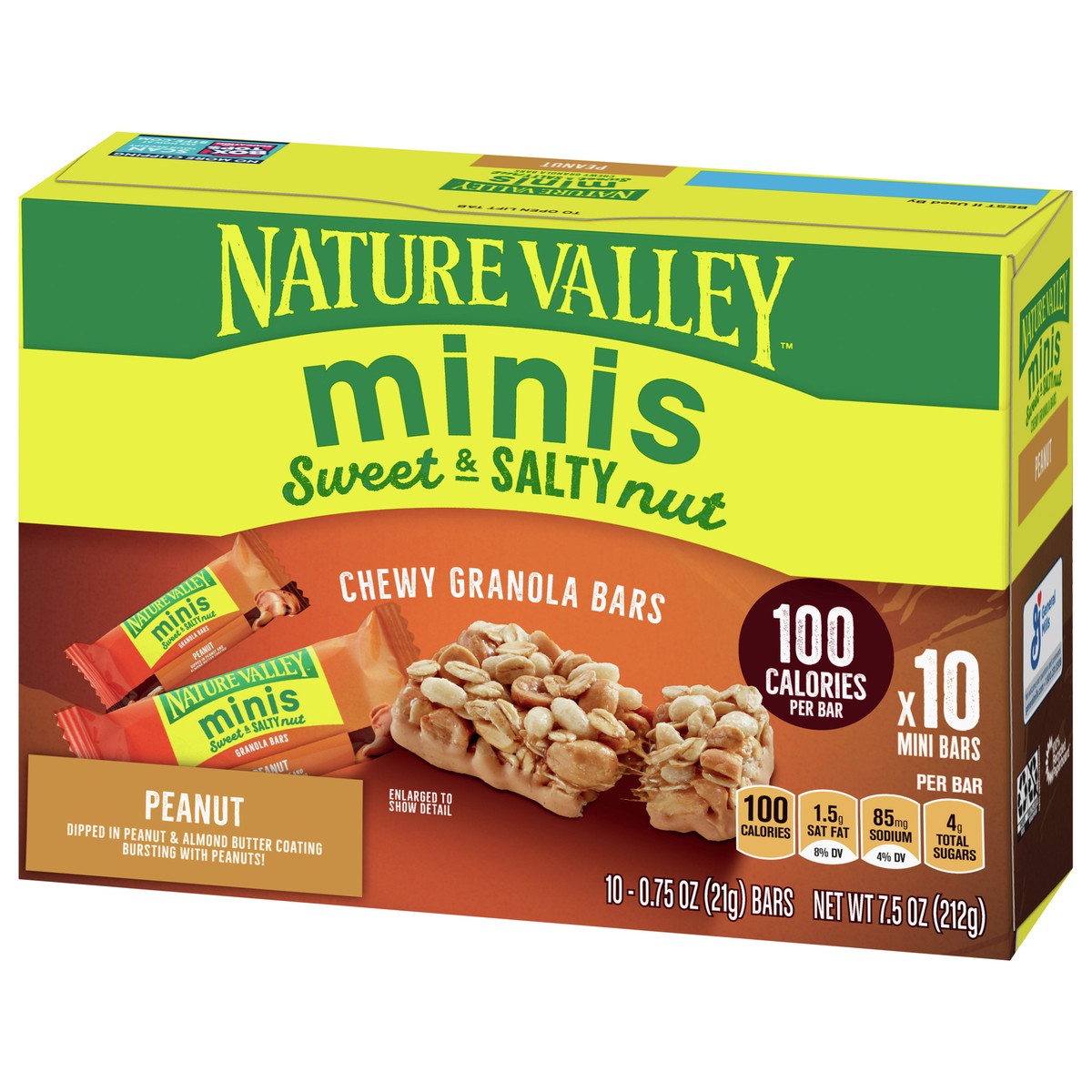 slide 4 of 9, Nature Valley Mini Granola Bars, Sweet and Salty Nut, Peanut, 0.7 oz, 10 ct, 10 ct; 0.75 oz