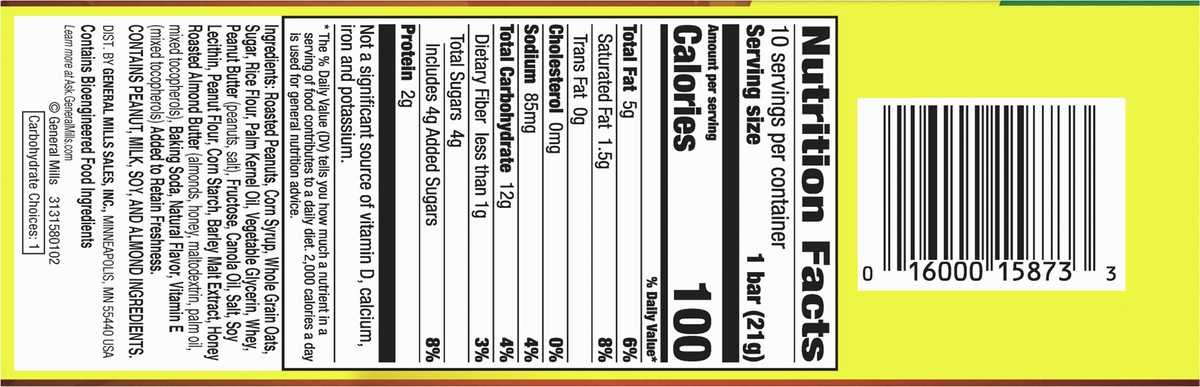 slide 5 of 9, Nature Valley Mini Granola Bars, Sweet and Salty Nut, Peanut, 0.7 oz, 10 ct, 10 ct; 0.75 oz