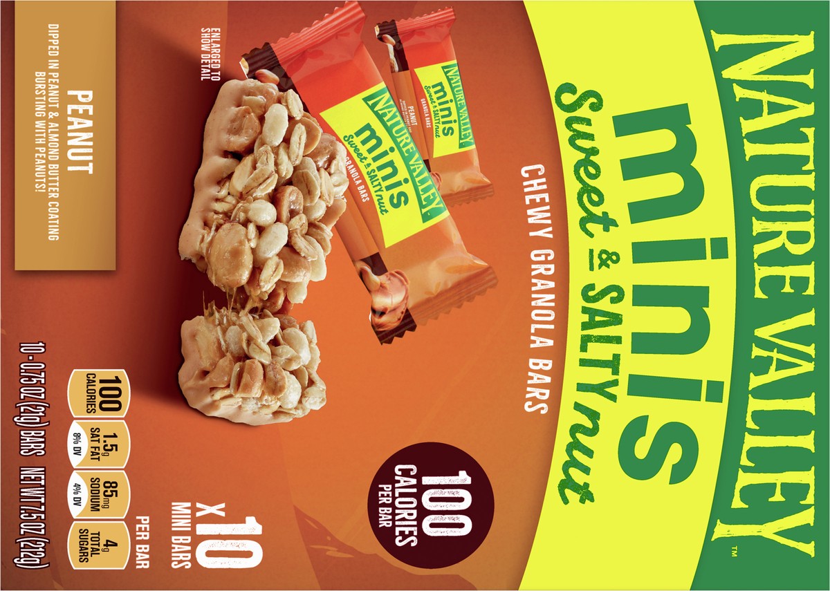 slide 2 of 9, Nature Valley Mini Granola Bars, Sweet and Salty Nut, Peanut, 0.7 oz, 10 ct, 10 ct; 0.75 oz