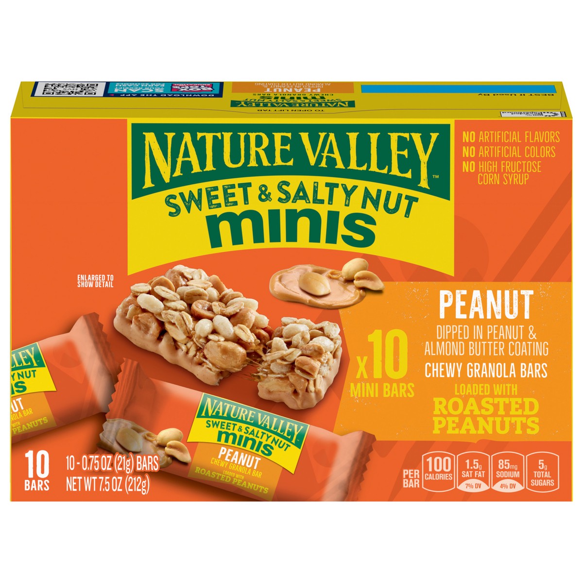 slide 1 of 9, Nature Valley Mini Granola Bars, Sweet and Salty Nut, Peanut, 0.7 oz, 10 ct, 10 ct; 0.75 oz