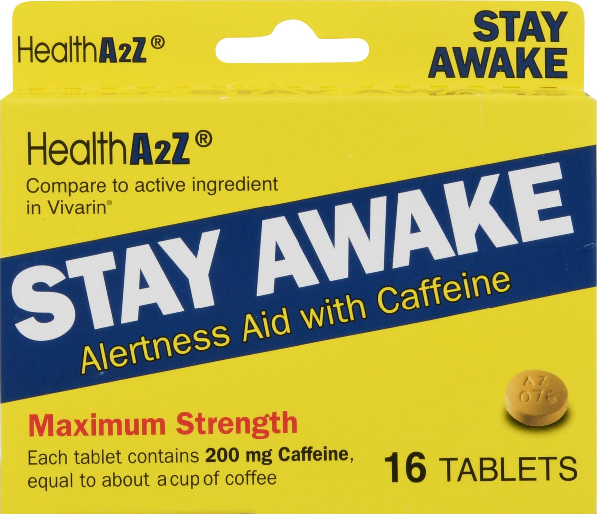 slide 4 of 13, HealthA2Z Stay Awake Maximum Strength Alertness Aid with Caffeine Tablets 16 ea, 16 ct