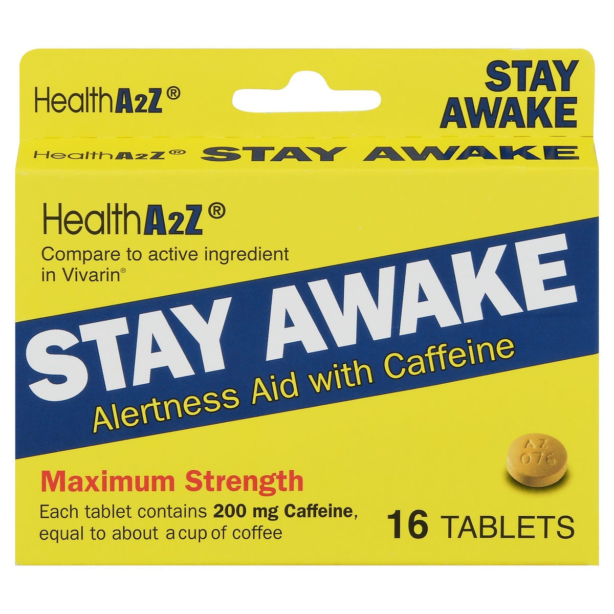 slide 1 of 1, Health A2Z Stay Alert 200 mg Caffeine Tablets, 16 ct