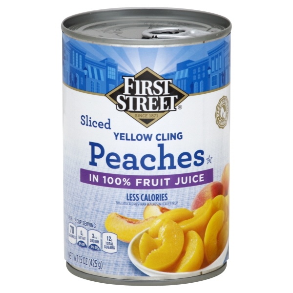 slide 1 of 1, First Street Sliced Peaches In Juice, 15 oz