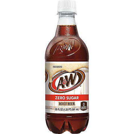 slide 1 of 1, A&w Zero Sugar Root Beer Soda Bottle - 20 Fl. Oz., 20 fl oz