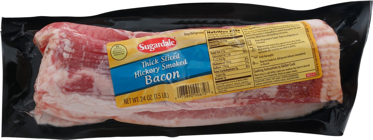 slide 4 of 5, Sugardale Thick Sliced Hickory Smoked Bacon 24 oz, 24 oz