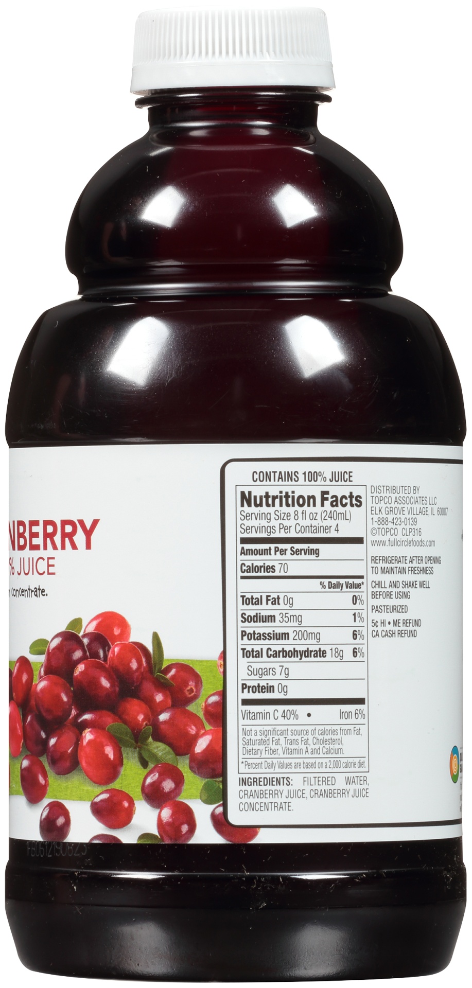 slide 2 of 6, Full Circle Market 100% Cranberry Juice, 32 fl oz