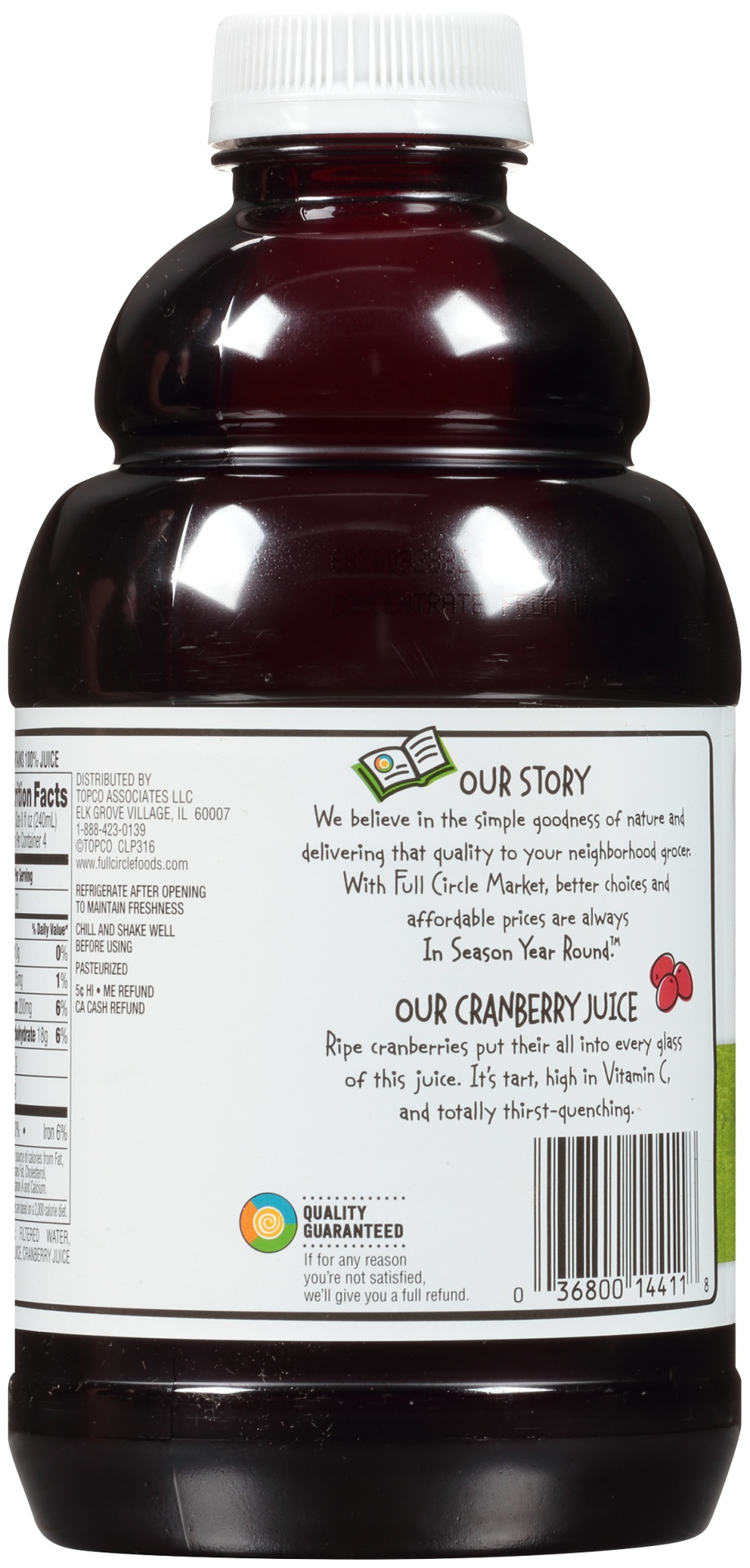 slide 4 of 6, Full Circle Market 100% Cranberry Juice, 32 fl oz