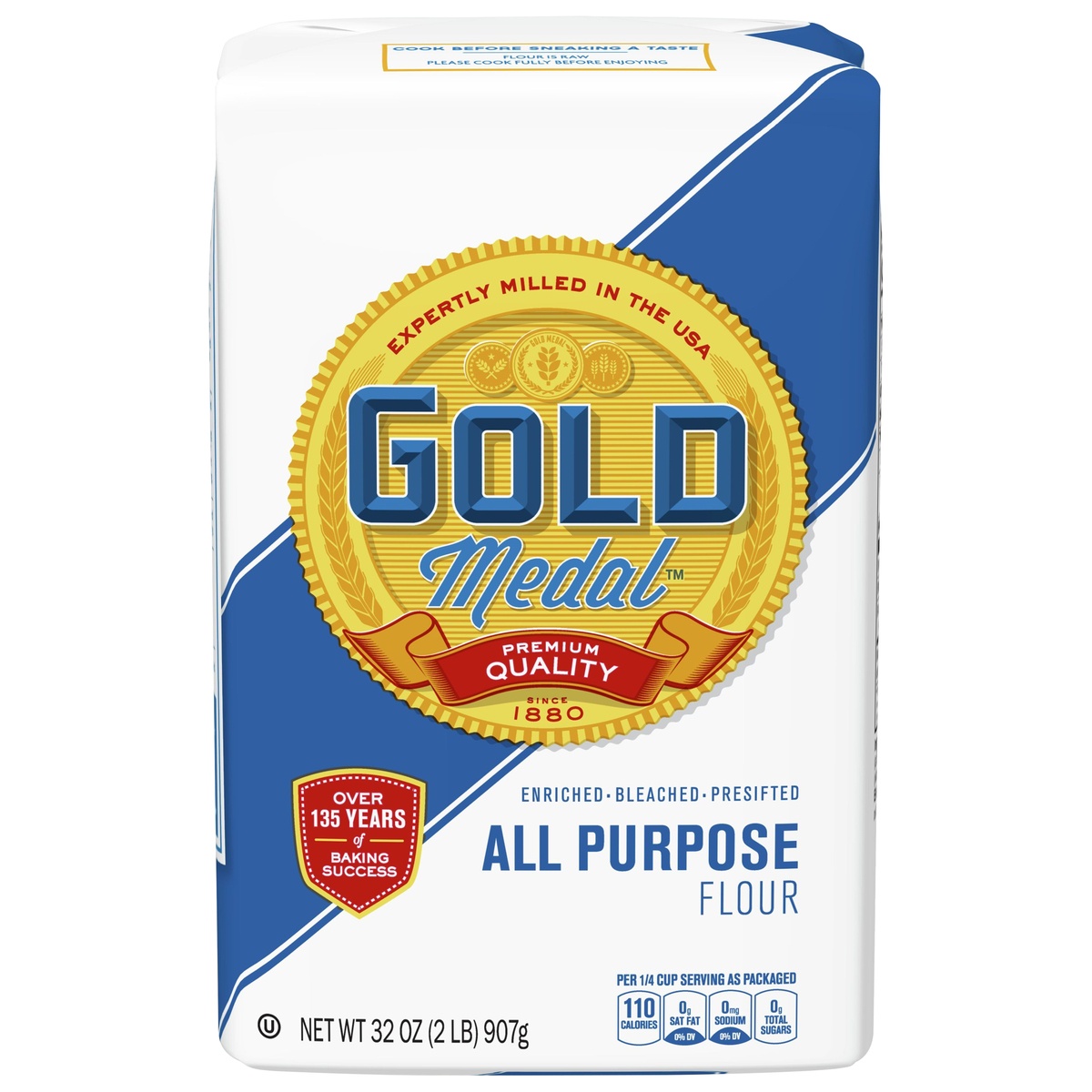 slide 1 of 1, Gold Medal Bleached Enriched Presifted All Purpose Flour 32 oz, 2 lb