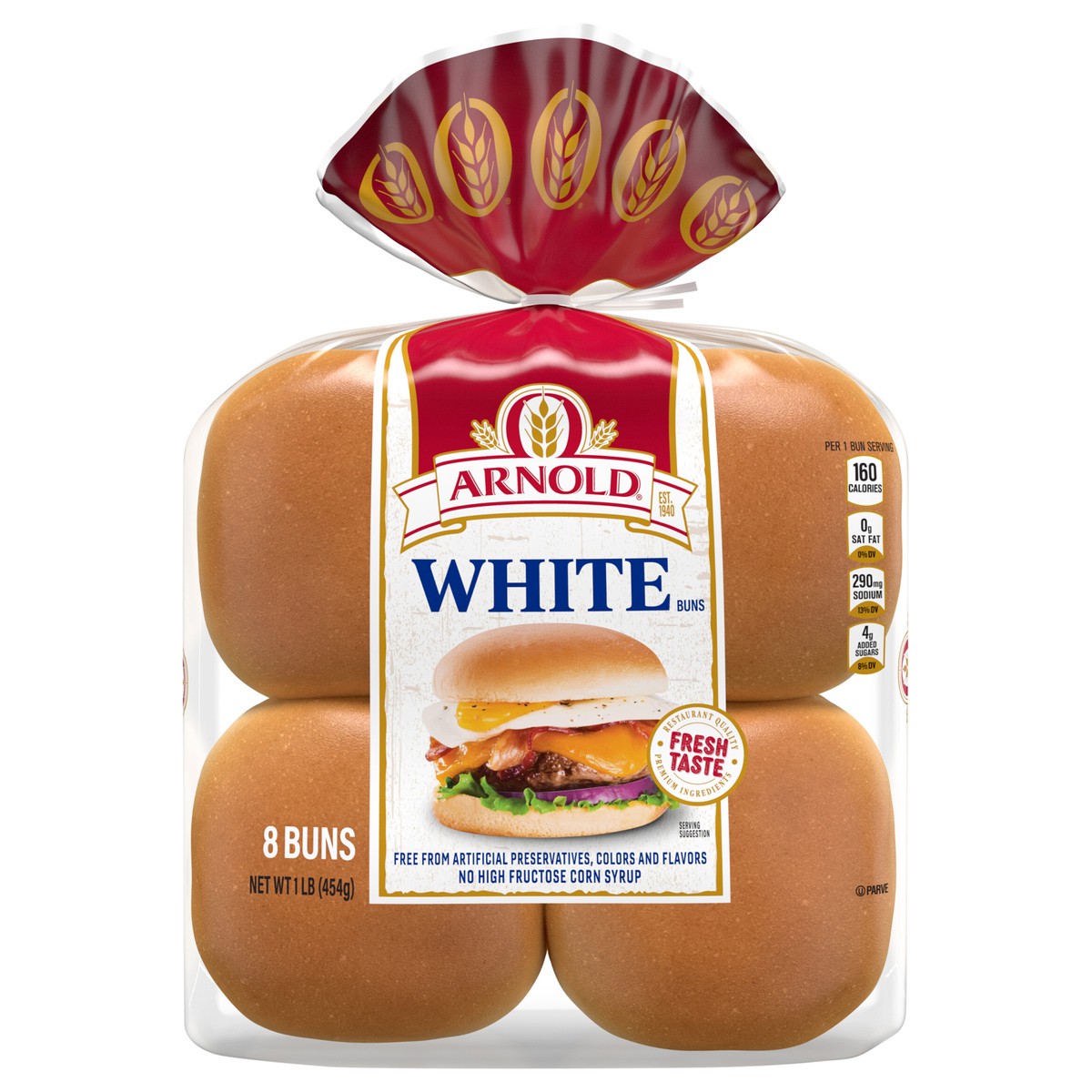 slide 1 of 7, Arnold White Buns, 8 count, 16 oz, 8 ct