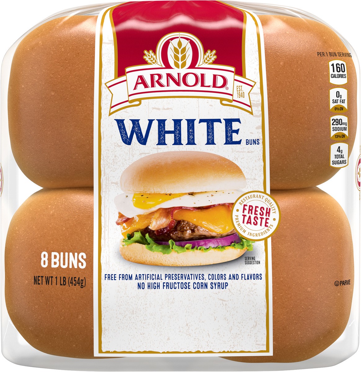 slide 3 of 7, Arnold White Buns, 8 count, 16 oz, 8 ct