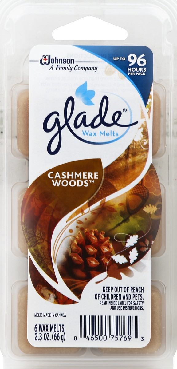 slide 2 of 2, Glade Wax Melts Air Freshener Refill Cashmere Woods, 6 ct; 2.3 oz